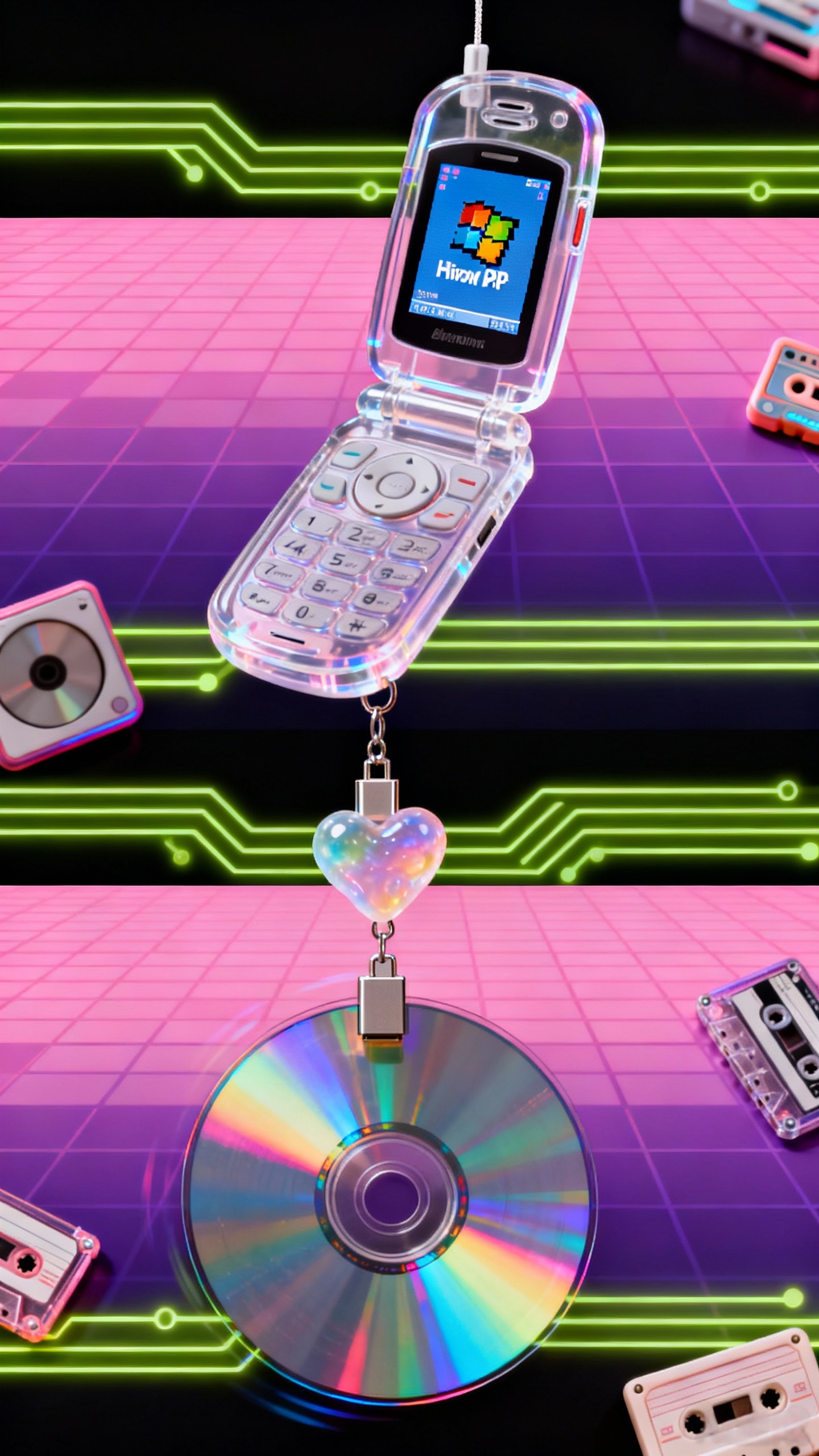 Y2K 复古未来风・《千禧数码铺》9:16 竖屏比例，2160×3840px 分辨率