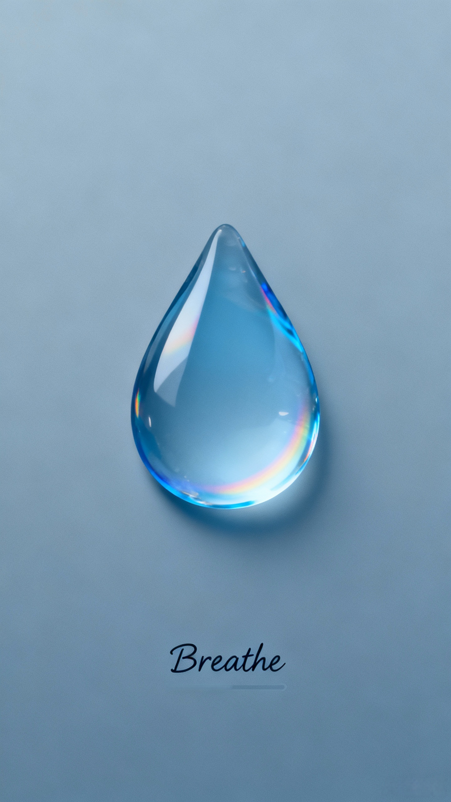 极简情绪风・《呼吸蓝水滴》9:16 竖屏比例，2160×3840px 分辨率